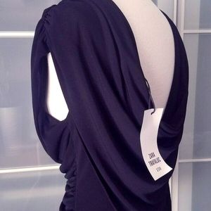 NWT M ZARA TRAFALUC Jet Black Draped Blouse TOP